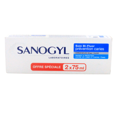 Sanogyl Bi Fluor Dentifrice Prévention Caries 2x75Ml