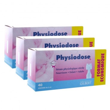 Physiodose Sérum Physiologique Lot de 3 Boites de 40