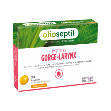 Olioseptil Pastilles Gorge Larynx Miel Citron 24 Pastilles