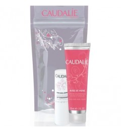 Caudalie Crème mains gourmande 30Ml et Soins des lèvres 4,5 Grammes Rose de Vignes