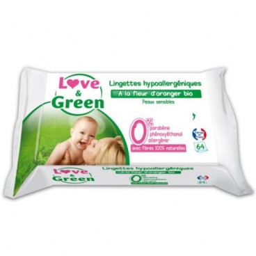 Love And Green Lingettes Parfumées Paquet de 64