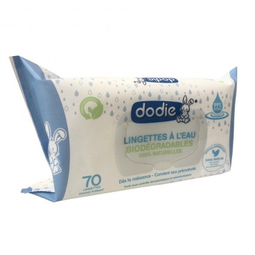 Dodie Lingettes à l'Eau biodégradables Paquet de 70