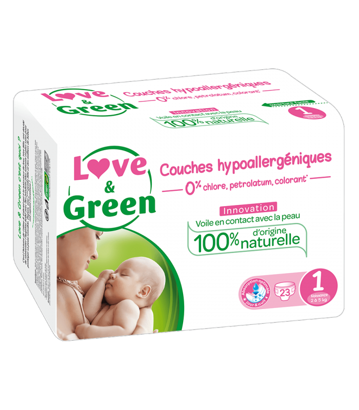 Love And Green Couches Hypoallergéniques Taille 1 2 à 5Kg Paquet de 23 -  MonClubBeauté
