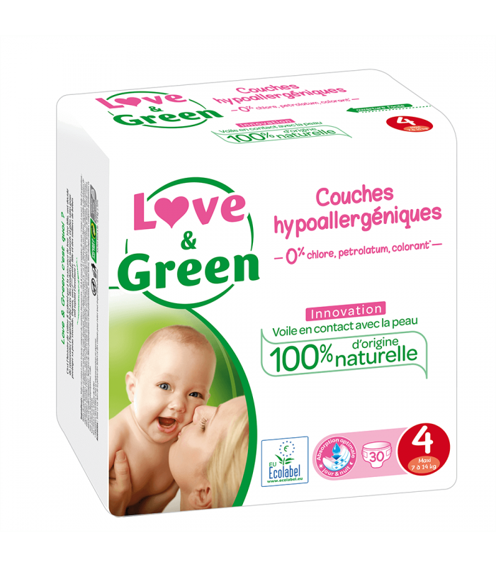 Love /& Green Couches Hypoallerg/éniques 46 Couches Taille 4 7-14 kg