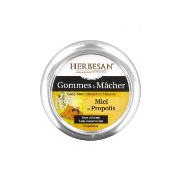 Herbesan Gommes à Mâcher Miel Propolis 45 Gommes