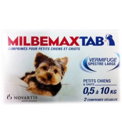 Milbemax Chien de moins de 5Kg 2 Comprimés pas cher