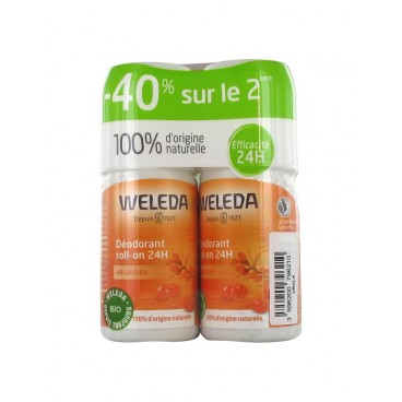 Weleda Déodorant 24 Heures Argousier Roll On 2x50Ml