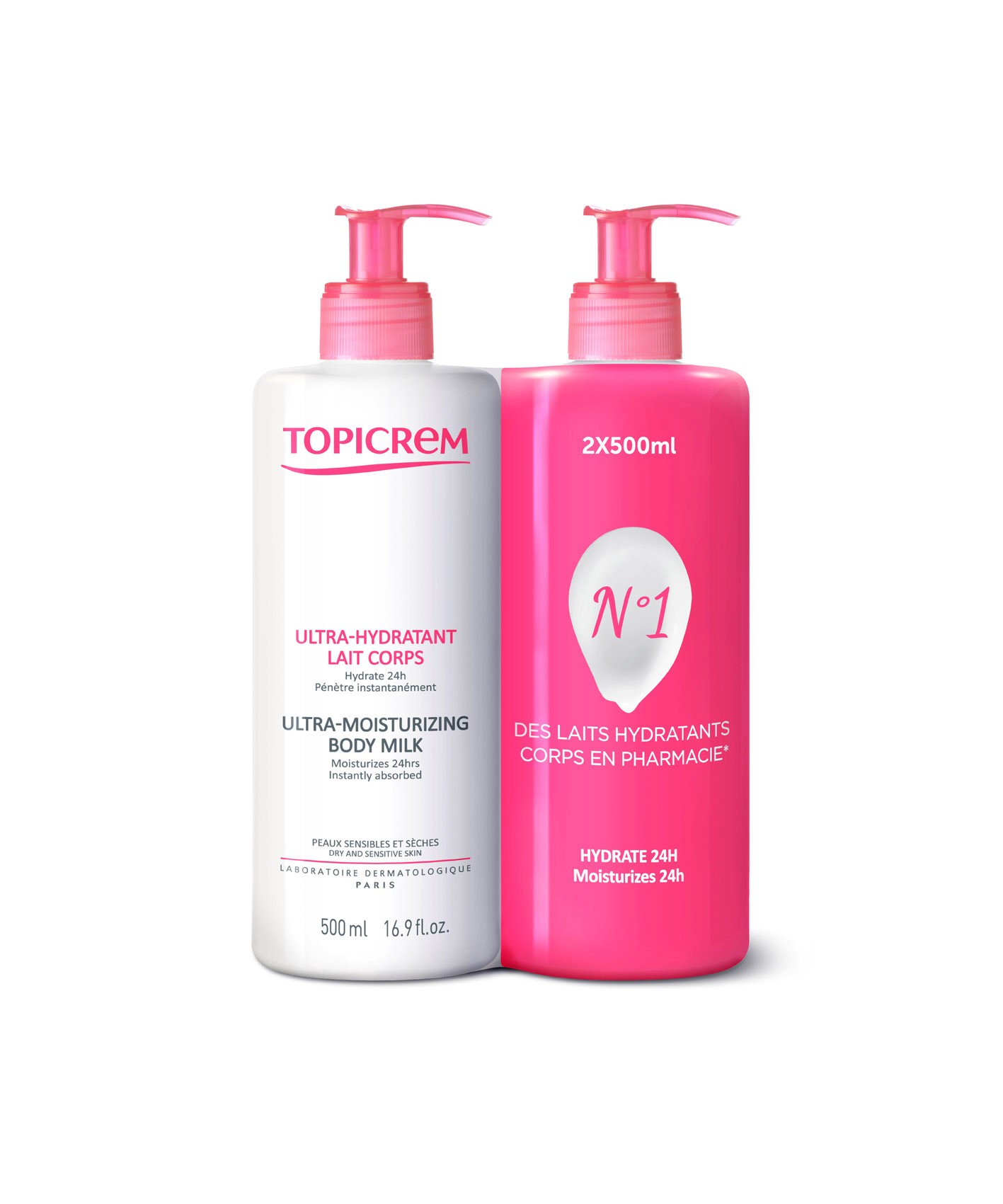 Topicrem Lait Ultra Hydratant Corps 2x500Ml pas cher chez monClubBeauté ...