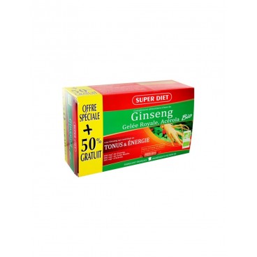 Superdiet Ginseng Gelée Royale Bio 30 Ampoules de 15Ml