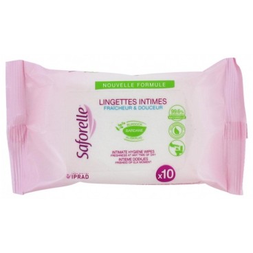 Saforelle Lingettes Hygiène Intime Pocket Biodégradable Sachet de 10