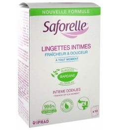 Saforelle Lingettes Hygiène Intime Biodégradable Boite de 10