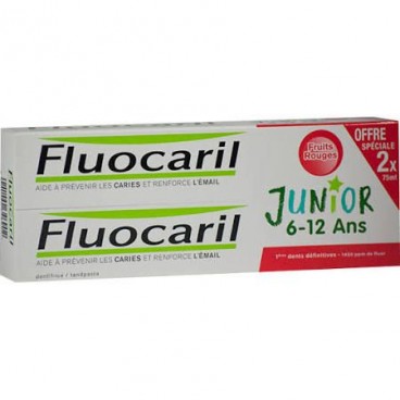 Fluocaril Dentifrice Junior 6 à 12 Ans Gel Fruits Rouges 2x75Ml