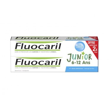 Fluocaril Dentifrice Junior 6 à 12 Ans Gel Bubble 2x75Ml