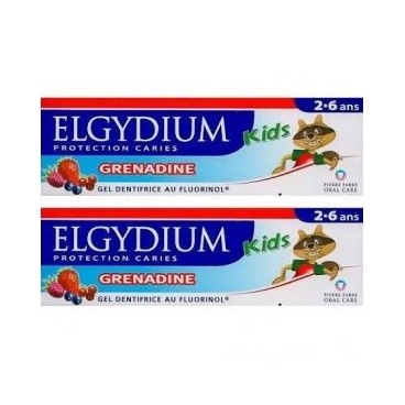 Elgydium Dentifrice Kids 2-6 Ans Grenadine 2x50Ml