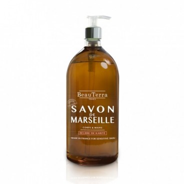 Beauterra Savon Liquide de Marseille1L Parfum Beurre de Karité