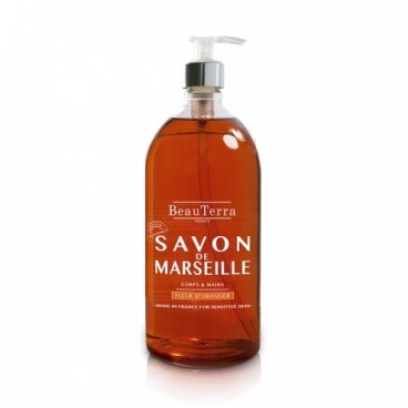 Beauterra Savon Liquide de Marseille1L Parfum Fleur d'Oranger