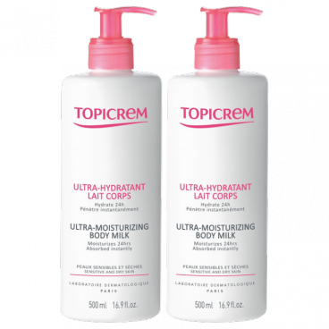 Topicrem Lait Ultra Hydratant Corps Lot de 2x500Ml