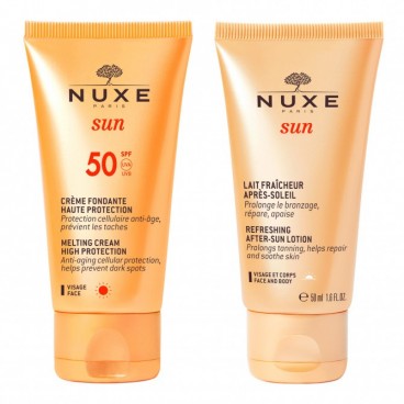 Nuxe Solaires SPF50 Crème Fondante Visage 50Ml et Après Soleil 50Ml Offert