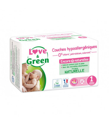 Love And Green Couches Hypoallergéniques Taille 1 2 à 5Kg Paquet de 44