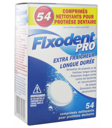 Fixodent Pro Comprimés Nettoyants Boite de 54