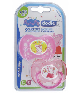 Dodie 2 sucettes anatomiques peppa pig rose +18mois A80