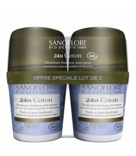 Sanoflore Déodorant Bille 48H Coton 2x50Ml
