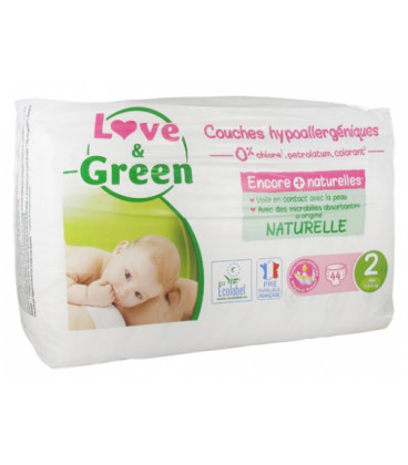 Love And Green Couches Hypoallergéniques Taille 2 3 à 6Kg Paquet de 44