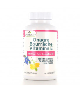 Les 3 Chênes Huile d'Onagre, Bourrache et Vitamine E 180 Capsules