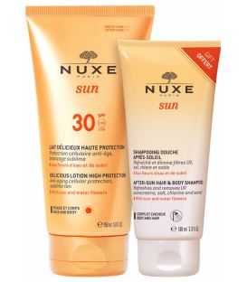 Nuxe Sun Coffret Lait Fondant SPF30 150Ml et Shampooing Douche 100Ml Offert