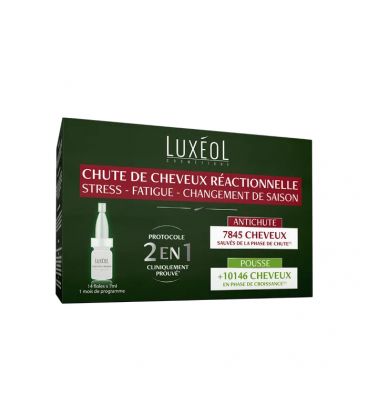 Luxeol Chute de Cheveux Réactionnelle 2 en 1 14 Fioles