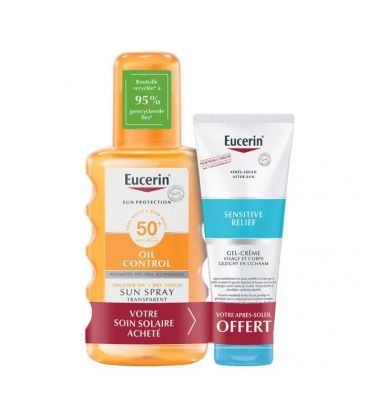 Eucerin Solaires Coffret Spray Transparent SPF50 200Ml et Après Soleil 50Ml Offert