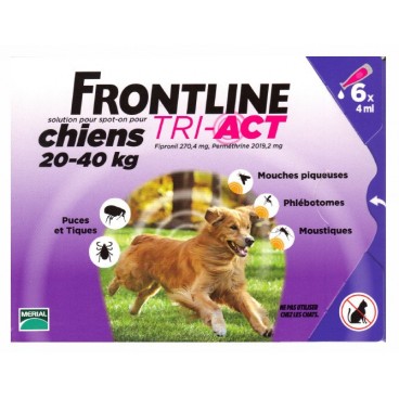 Frontline Tri Act Chiens L 20 à 40kg 6 Pipettes