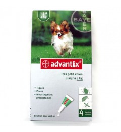 Advantix Trés Petit Chien Spot On moins de 4 Kg 4 pipettes