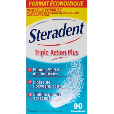 Stéradent Nettoyant Triple Action Plus 90 Comprimés