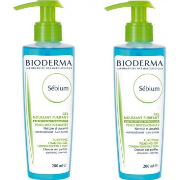 Bioderma Sébium Gel Moussant 200ml Lot de 2