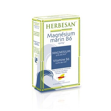 Herbesan Magnésium Marin Vitamine B6 20 Ampoules de 15Ml