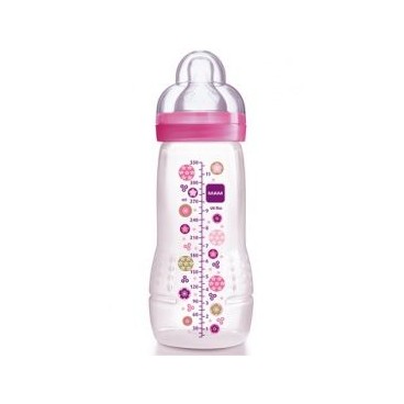 MAM Biberon 2ème Age Cercles Rose Tétine Débit X 330 Ml