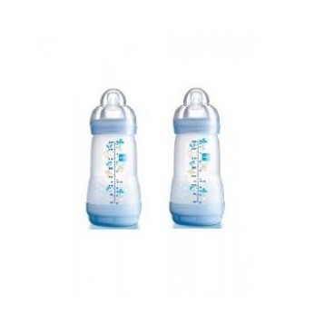 MAM Biberon Africa Bleu Système Anti-Colique Tétine Débit 2 260 Ml Lot de 2